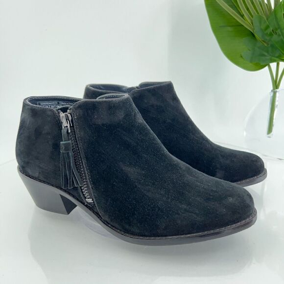 Vionic Women's Serena Boot Size 6.5 Bootie Black Suede Almond Toe Zip Comfy Shoe - Picture 1 of 13